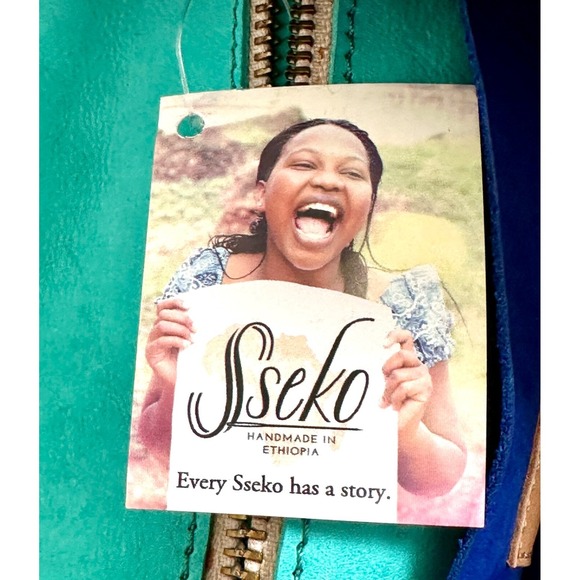 SSEKO DESIGNS Cobalt & Turquoise Blue NWT Genuine Suede Bucket Shoulder Bag Tote - Picture 11 of 11